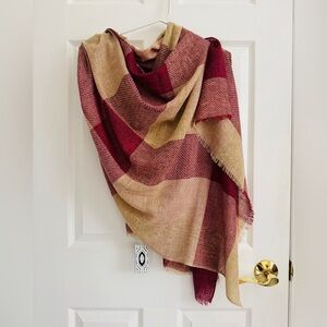 NWT Pokoloko Large Check Scarf Seamless Red / Tan Plaid